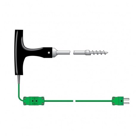 Corkscrew temperature probe - type K - straight lead