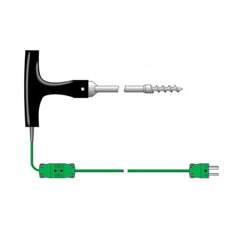 Corkscrew temperature probe - type K - straight lead